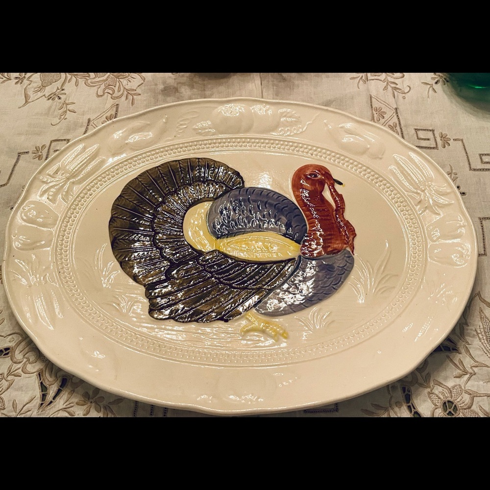 VINTAGE 1960s TURKEY PLATTER! ♥️🐈‍⬛♥️ thanksgiving family Dinner LARGE